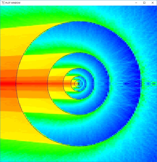 Monte Carlo Modelling - F1 photon current on 1-cm AlO detector 40m from 1-MeV isotropic photon source in air